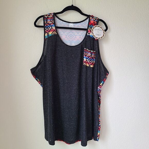 Sunshine & Rodeos Aztec Tank Top 3XL New With Tags Pocket Multi Color Sleeveless - Picture 2 of 10